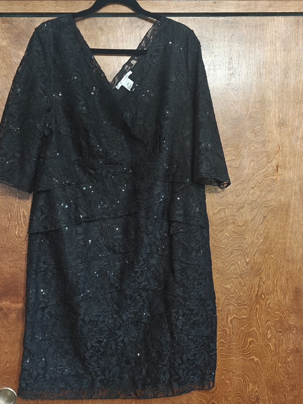 K Jordan Black Lace Midi Dress with Sequin Accents